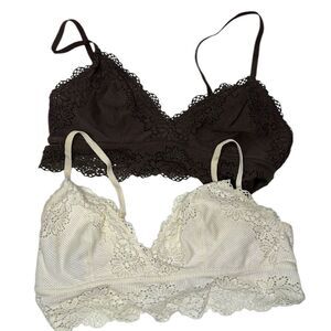 Aerie Lace Brown/Cream Set Of 2 Bralettes. Size Medium..